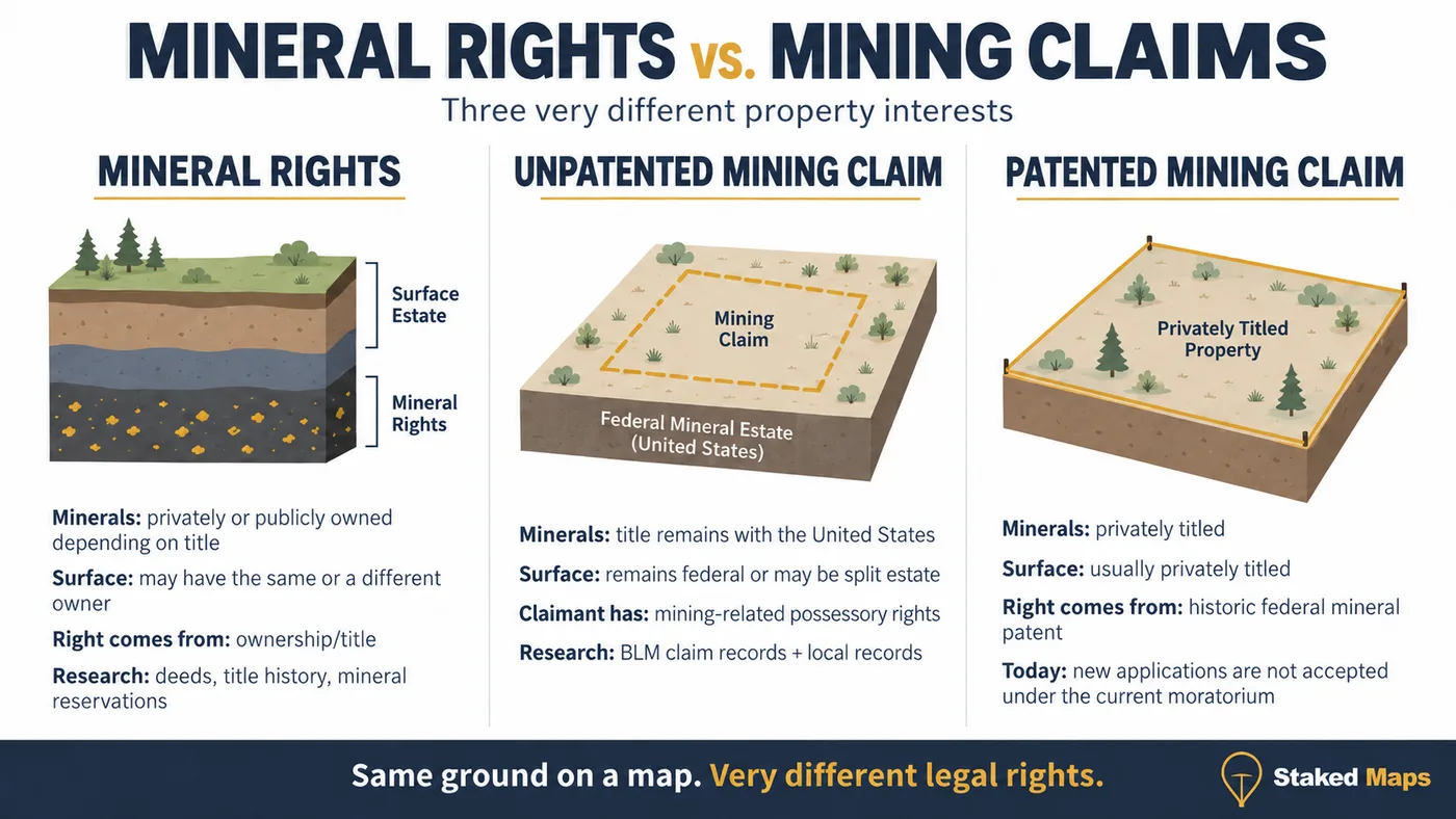 Mineral rights vs. mining claims comparison table