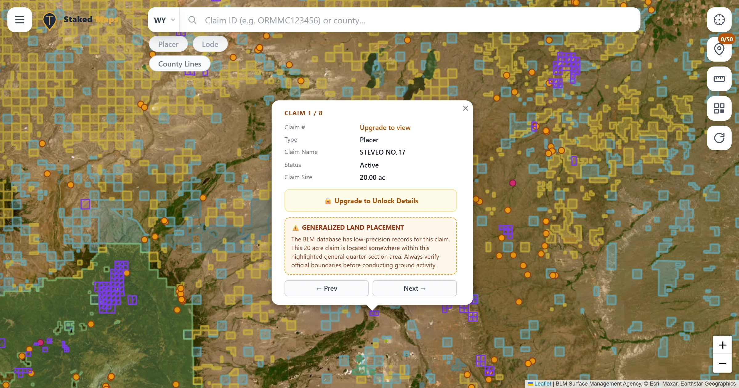 Albany County, WY BLM mining claims & rockhounding interactive map.