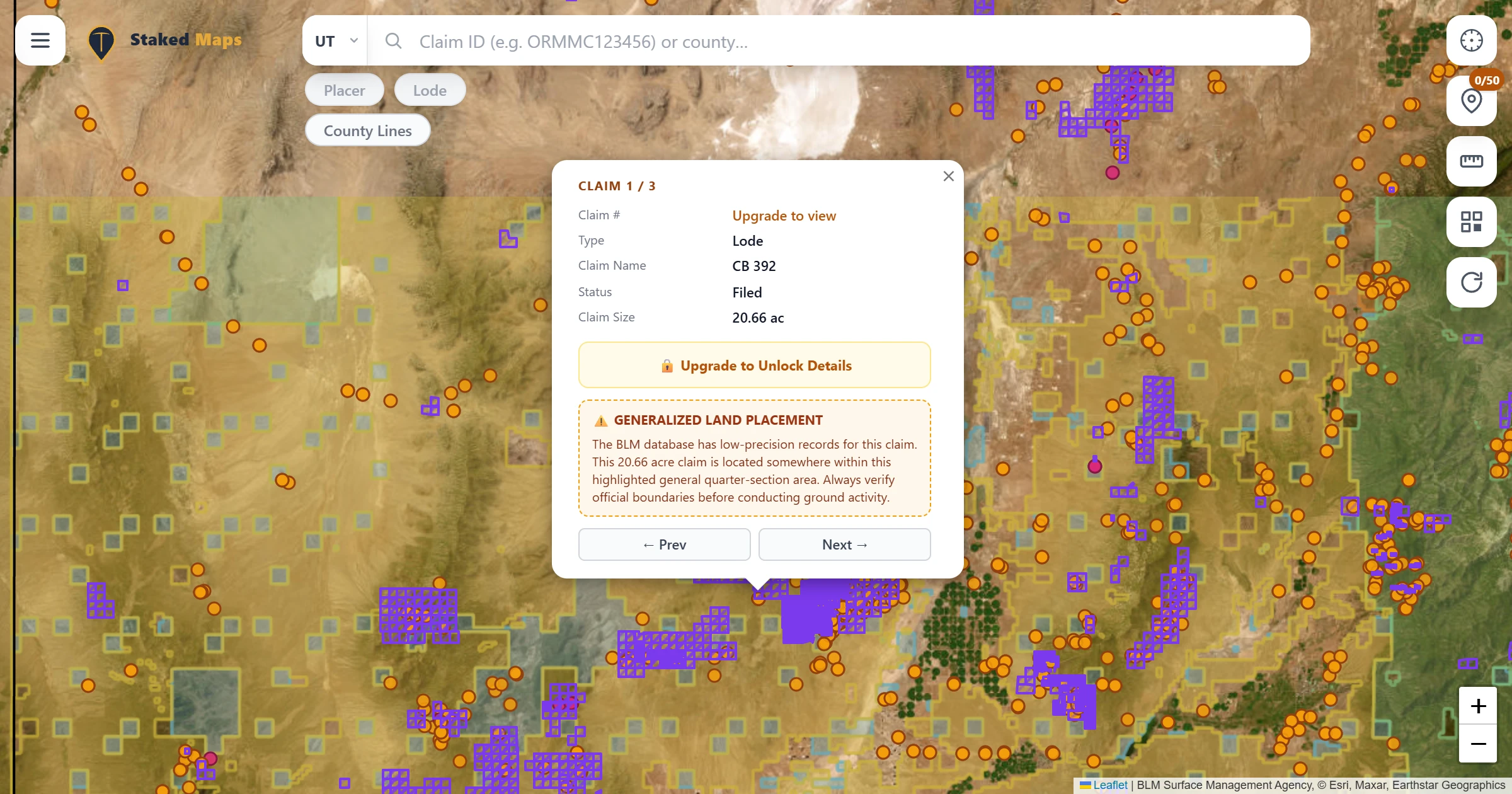 Beaver County, UT BLM mining claims & rockhounding interactive map.