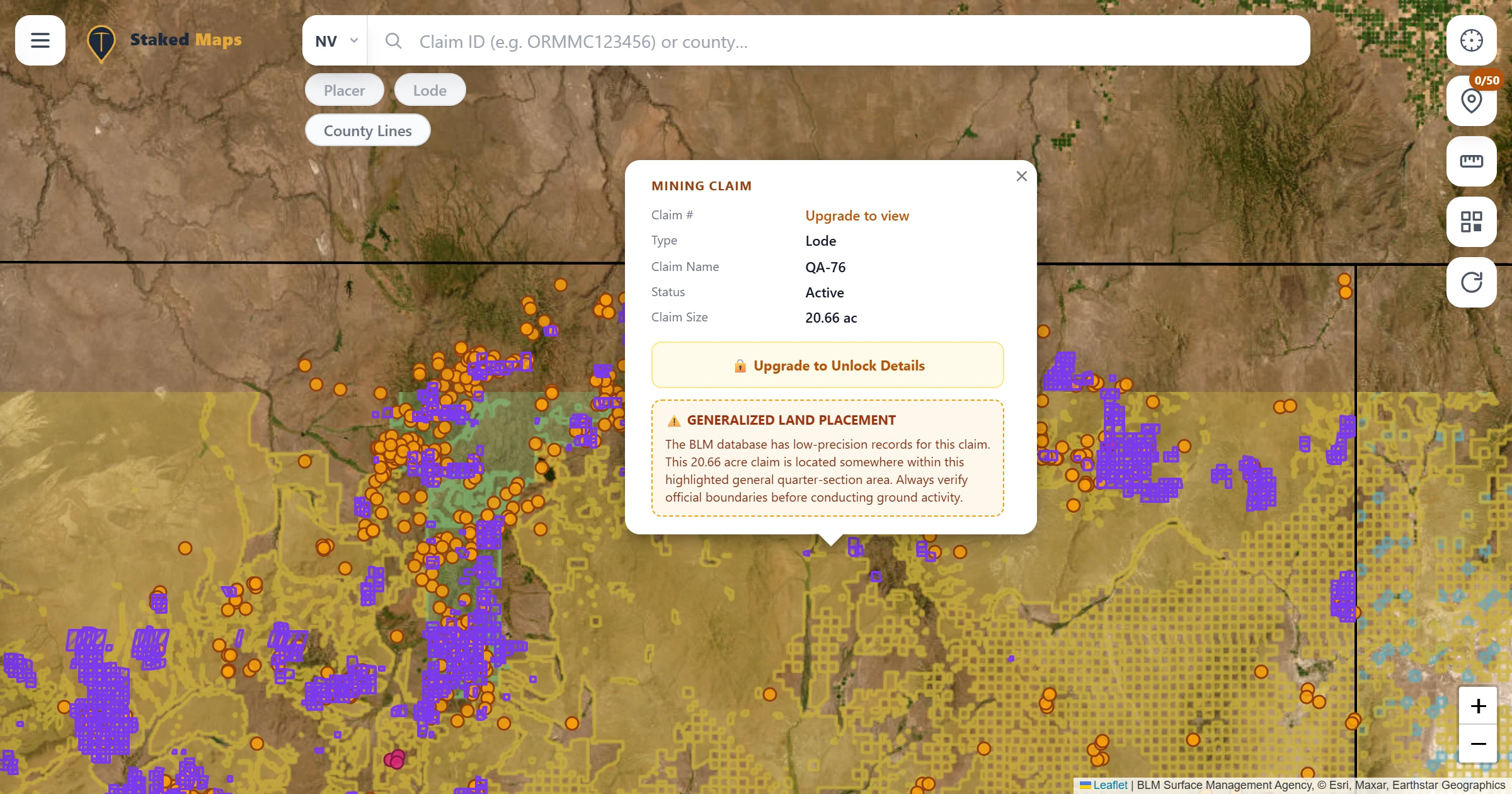 Elko County, NV BLM mining claims & rockhounding interactive map.