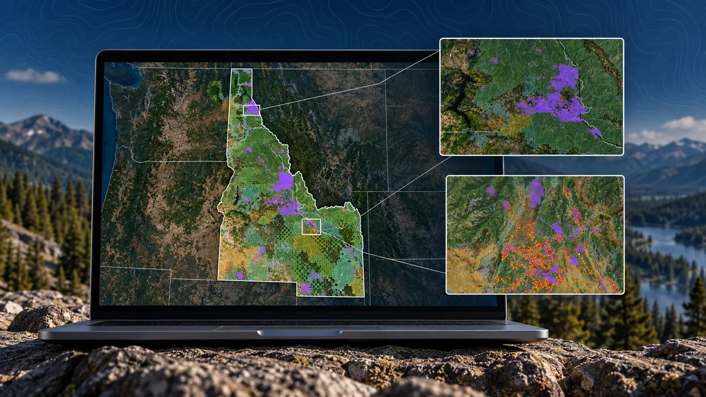 Staked Maps Idaho mining claims map showing current federal claims and land ownership