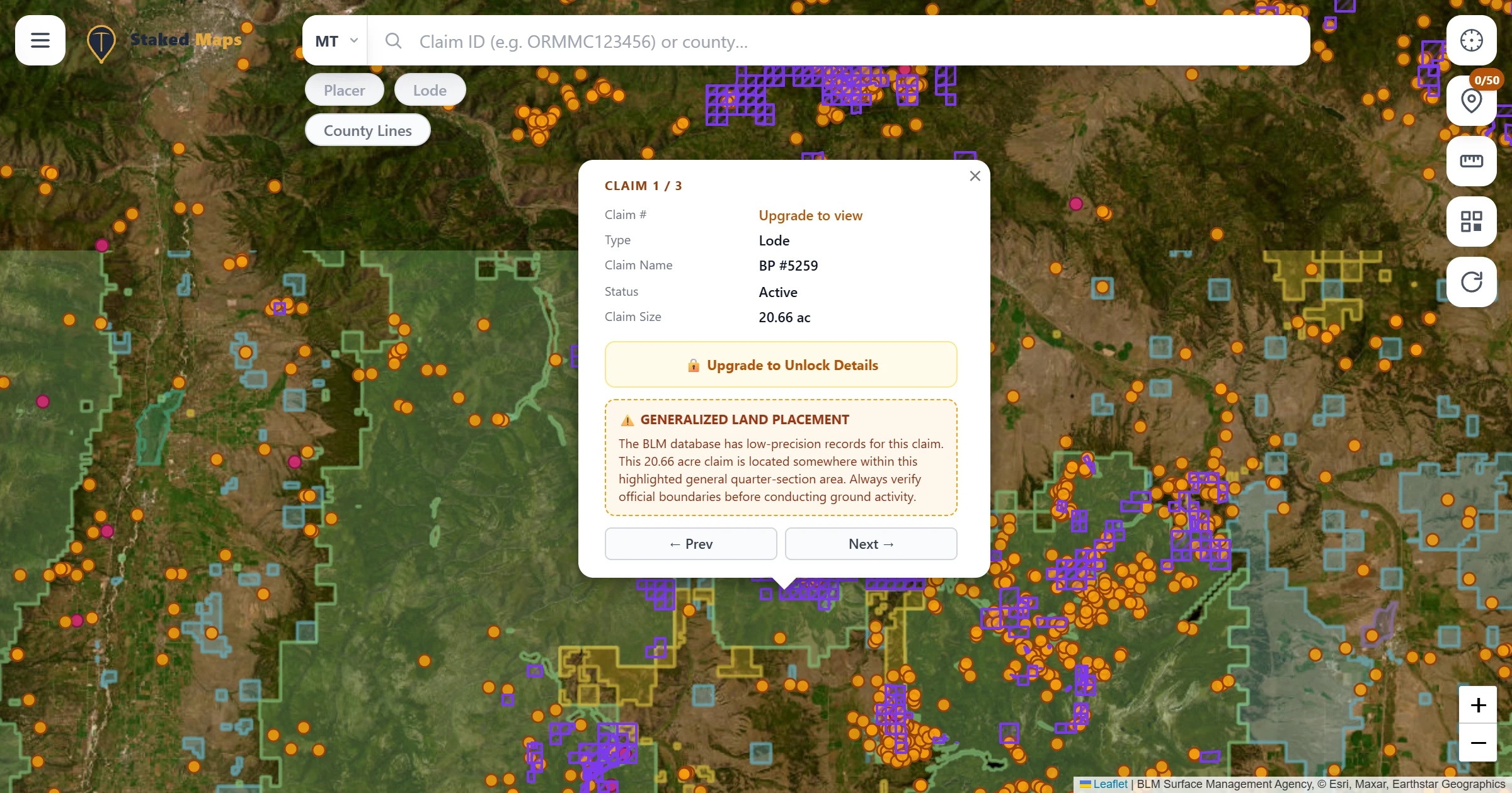 Granite County, MT BLM mining claims & rockhounding interactive map.