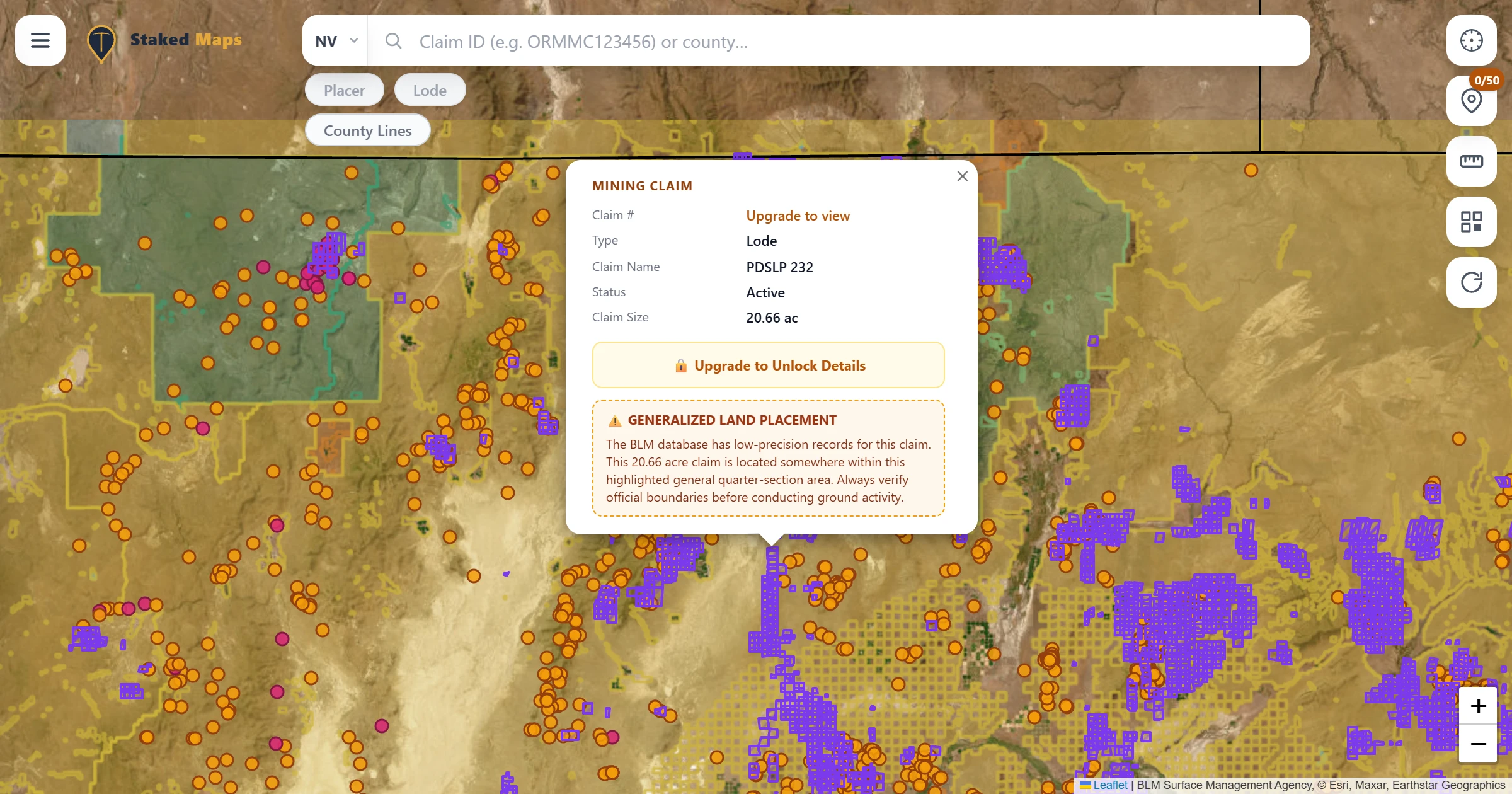 Humboldt County, NV BLM mining claims & rockhounding interactive map.