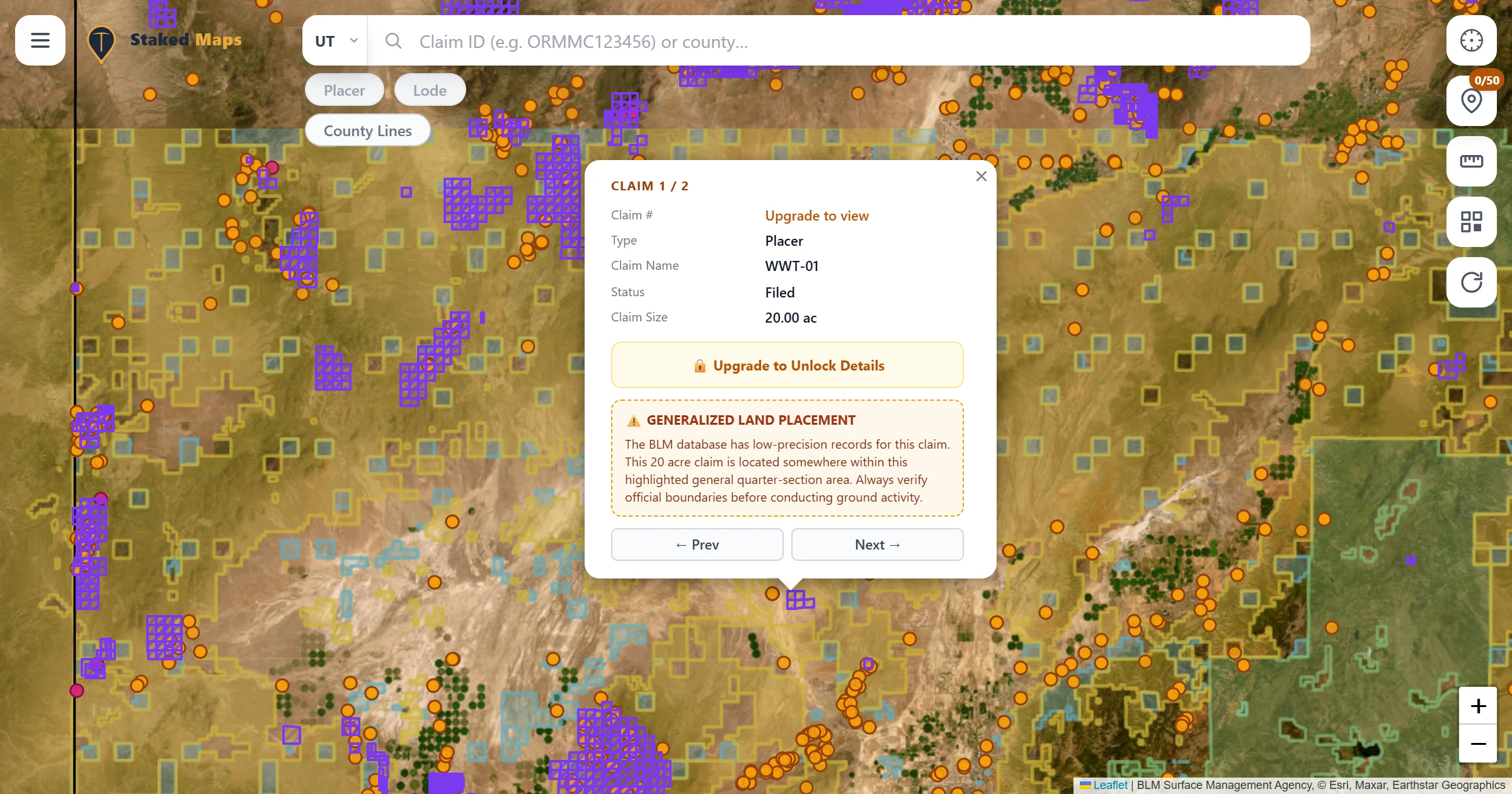 Iron County, UT BLM mining claims & rockhounding interactive map.