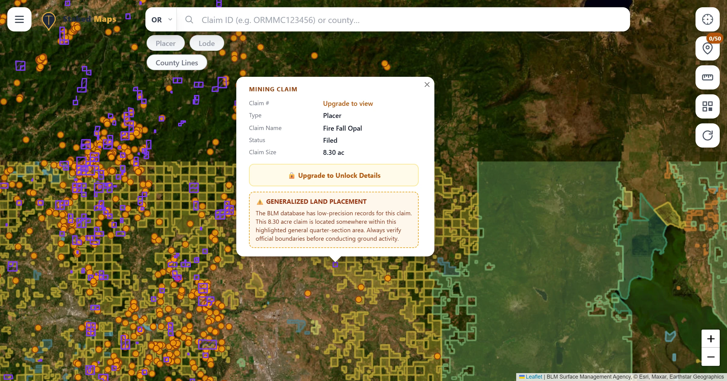 Jackson County, OR BLM mining claims & rockhounding interactive map.