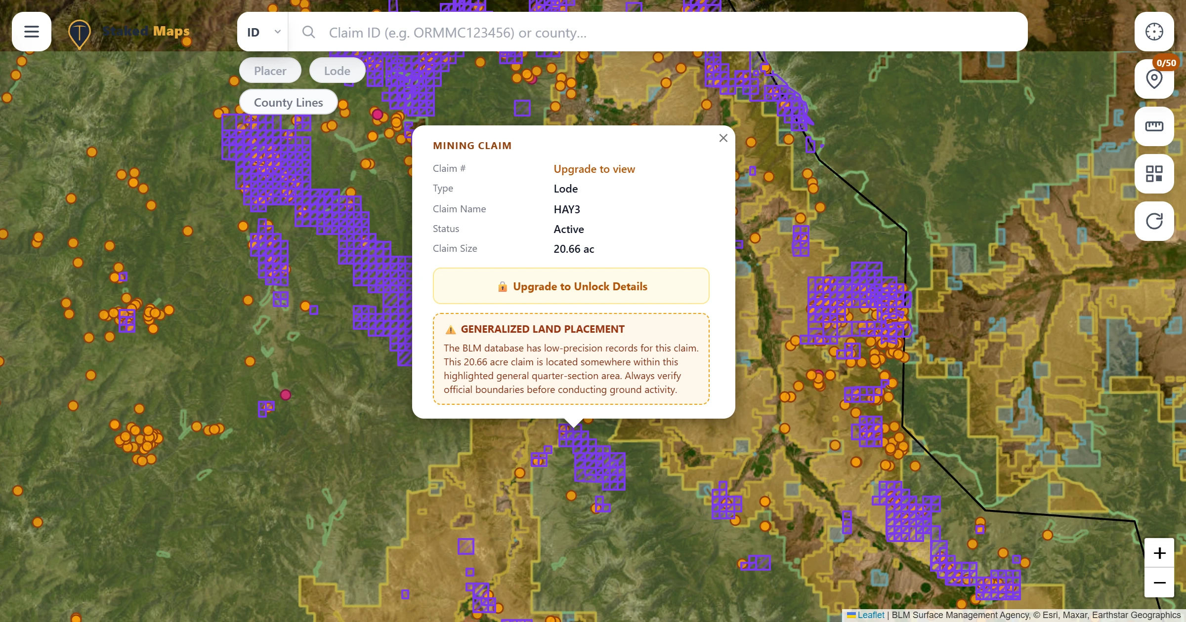 Lemhi County, ID BLM mining claims & rockhounding interactive map.