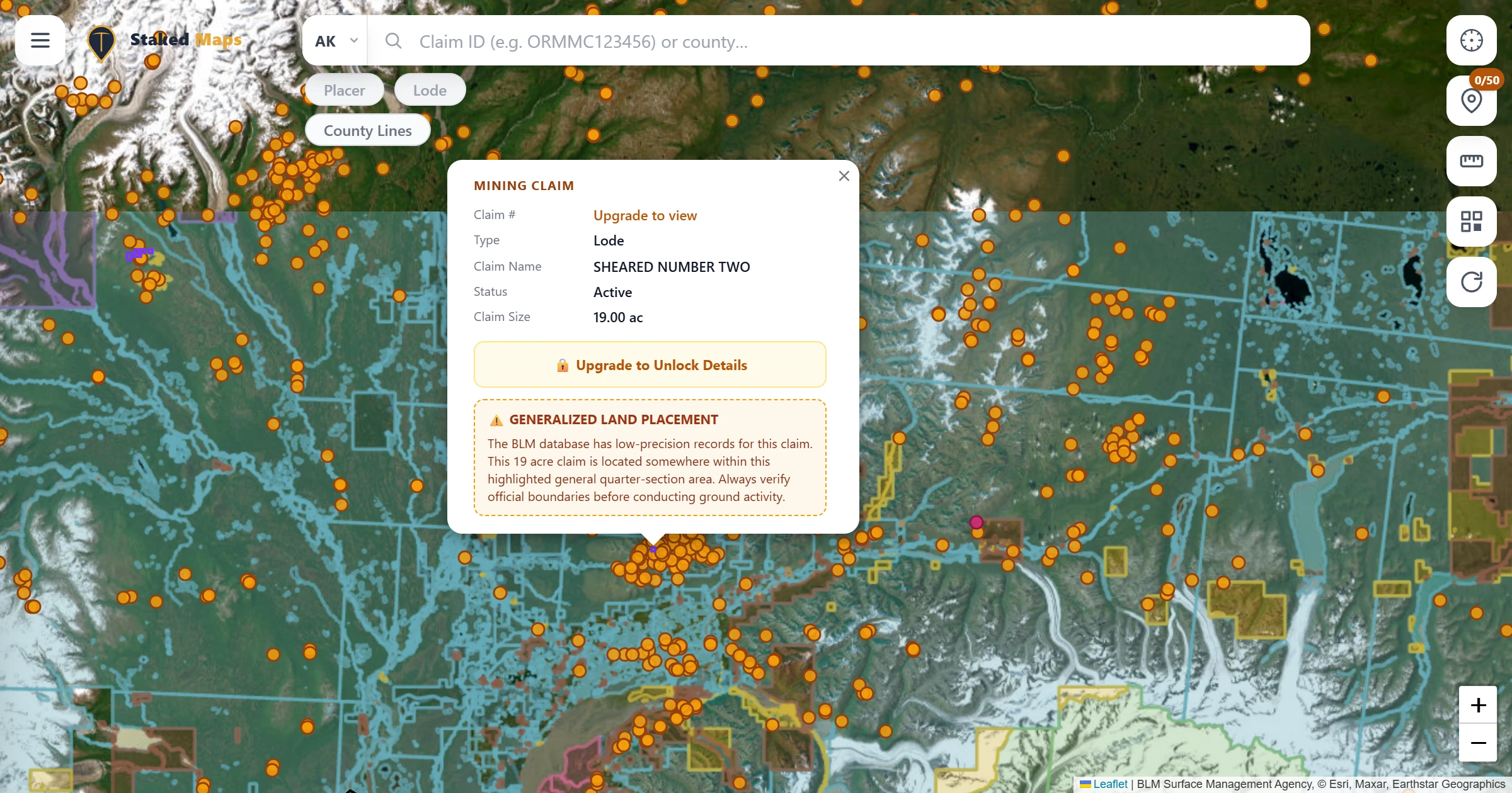 Mat-Su Valley, AK BLM mining claims & rockhounding interactive map.