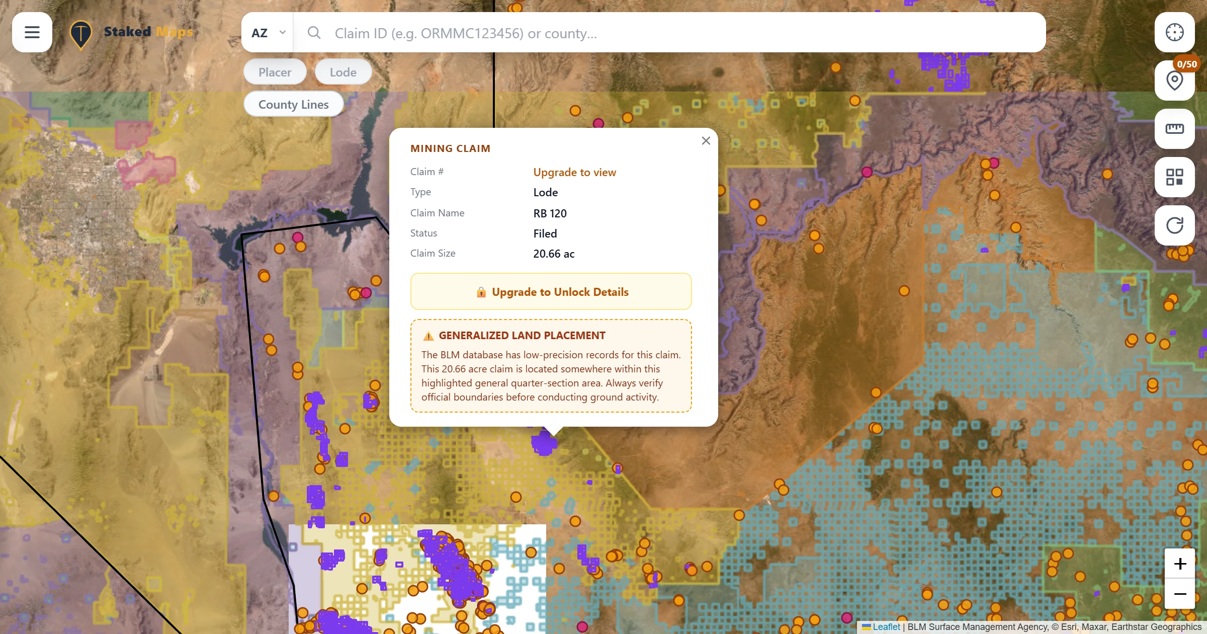 Mohave County, AZ BLM mining claims & rockhounding interactive map.