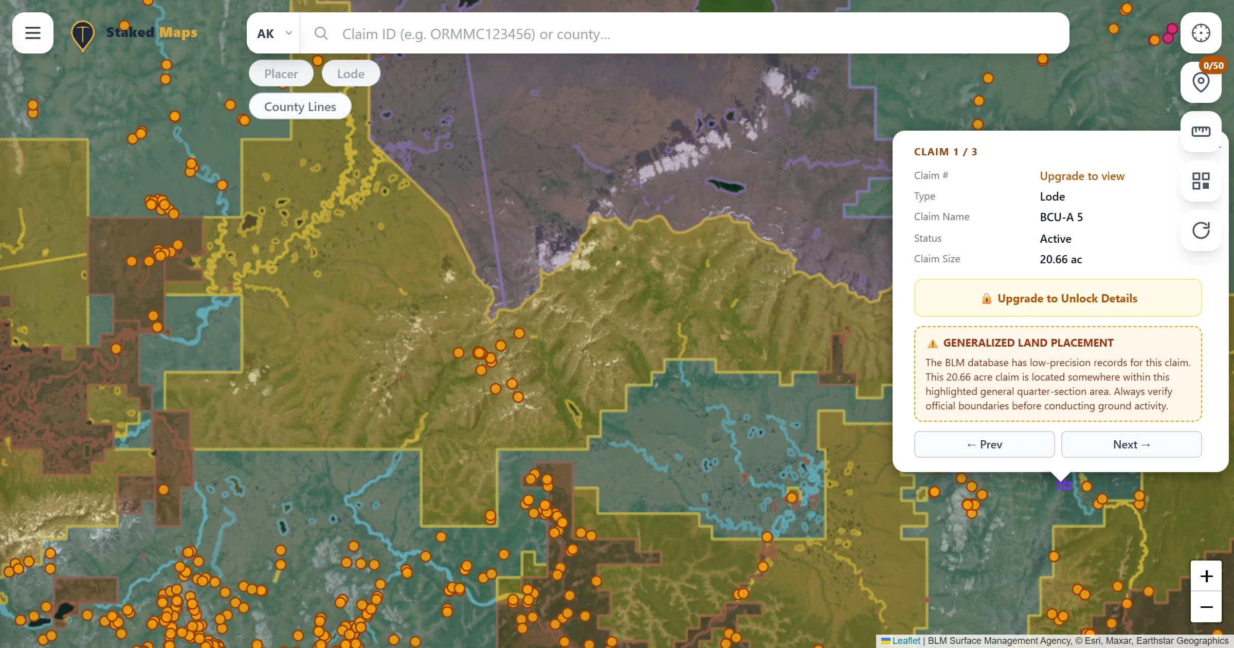 Nome & Seward Peninsula, AK BLM mining claims & rockhounding interactive map.