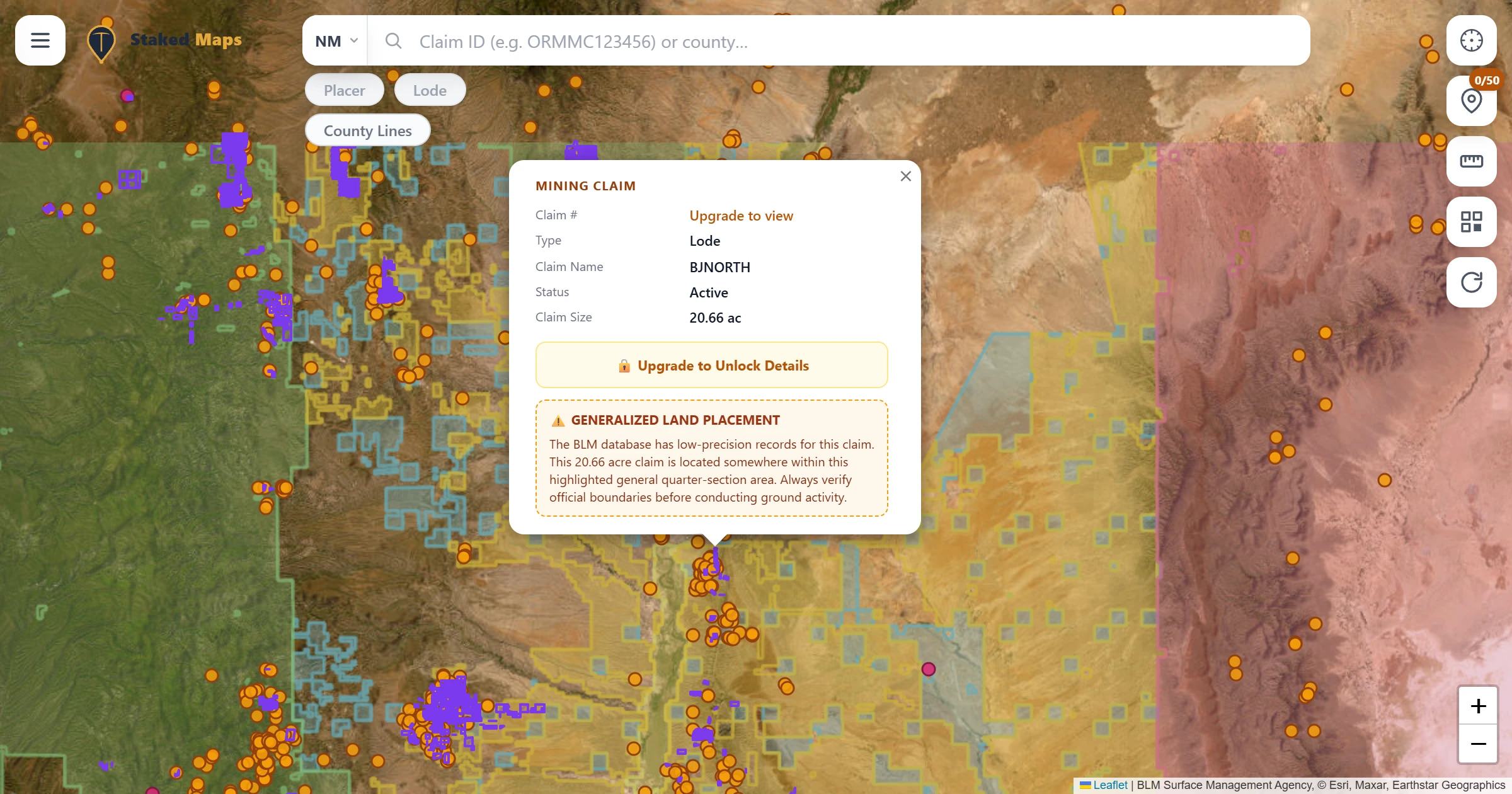 Sierra County, NM BLM mining claims & rockhounding interactive map.