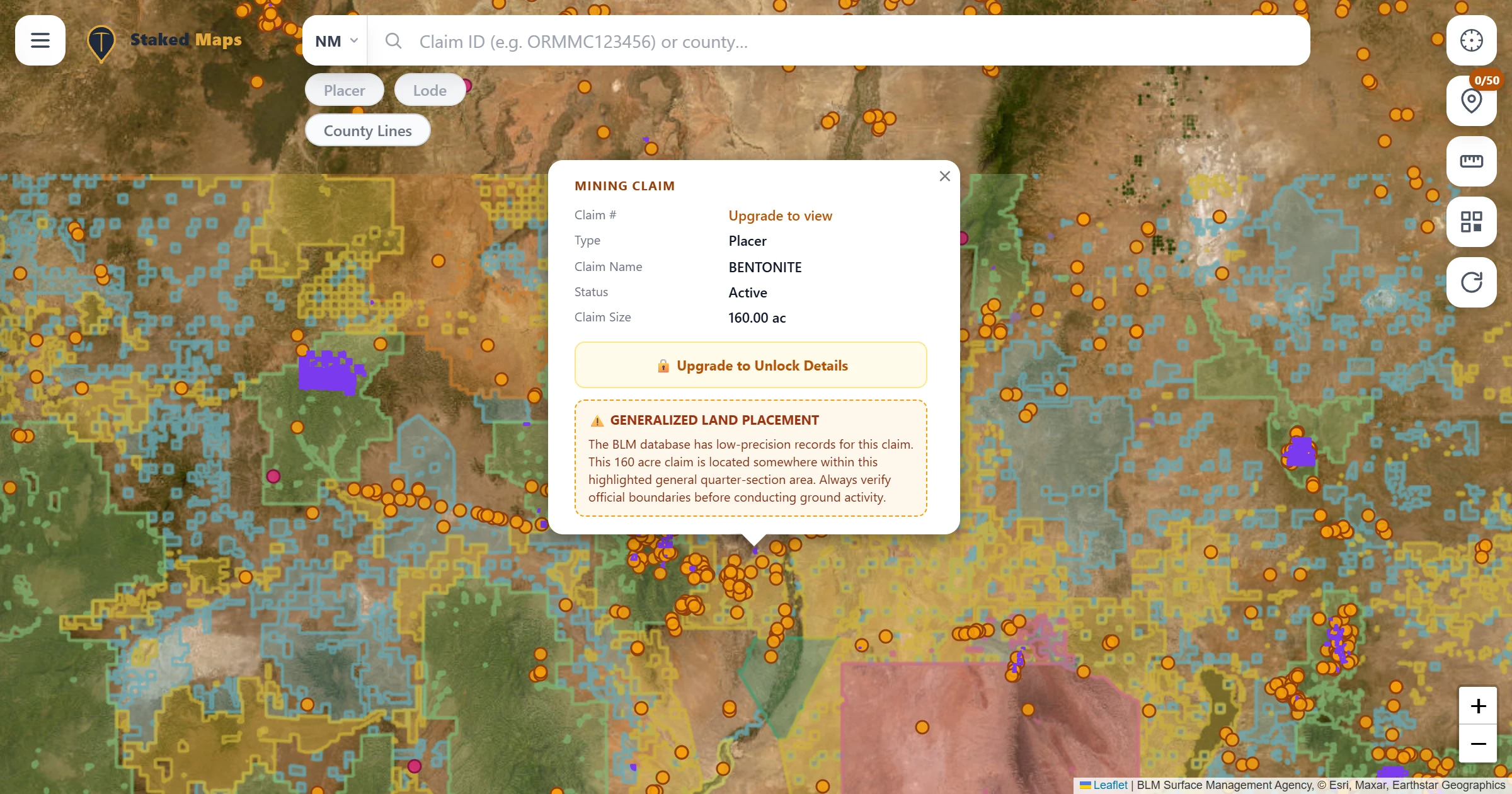 Socorro County, NM BLM mining claims & rockhounding interactive map.