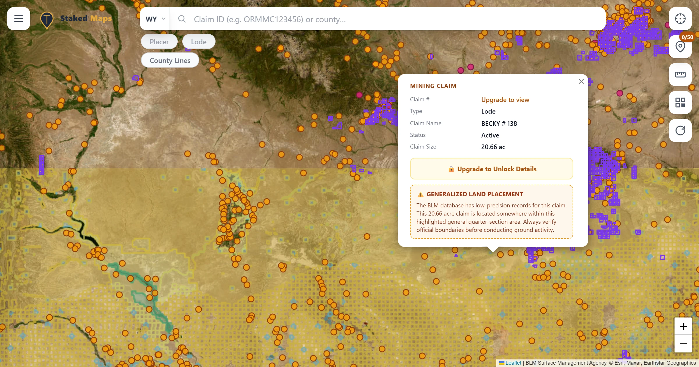 Sweetwater County, WY BLM mining claims & rockhounding interactive map.