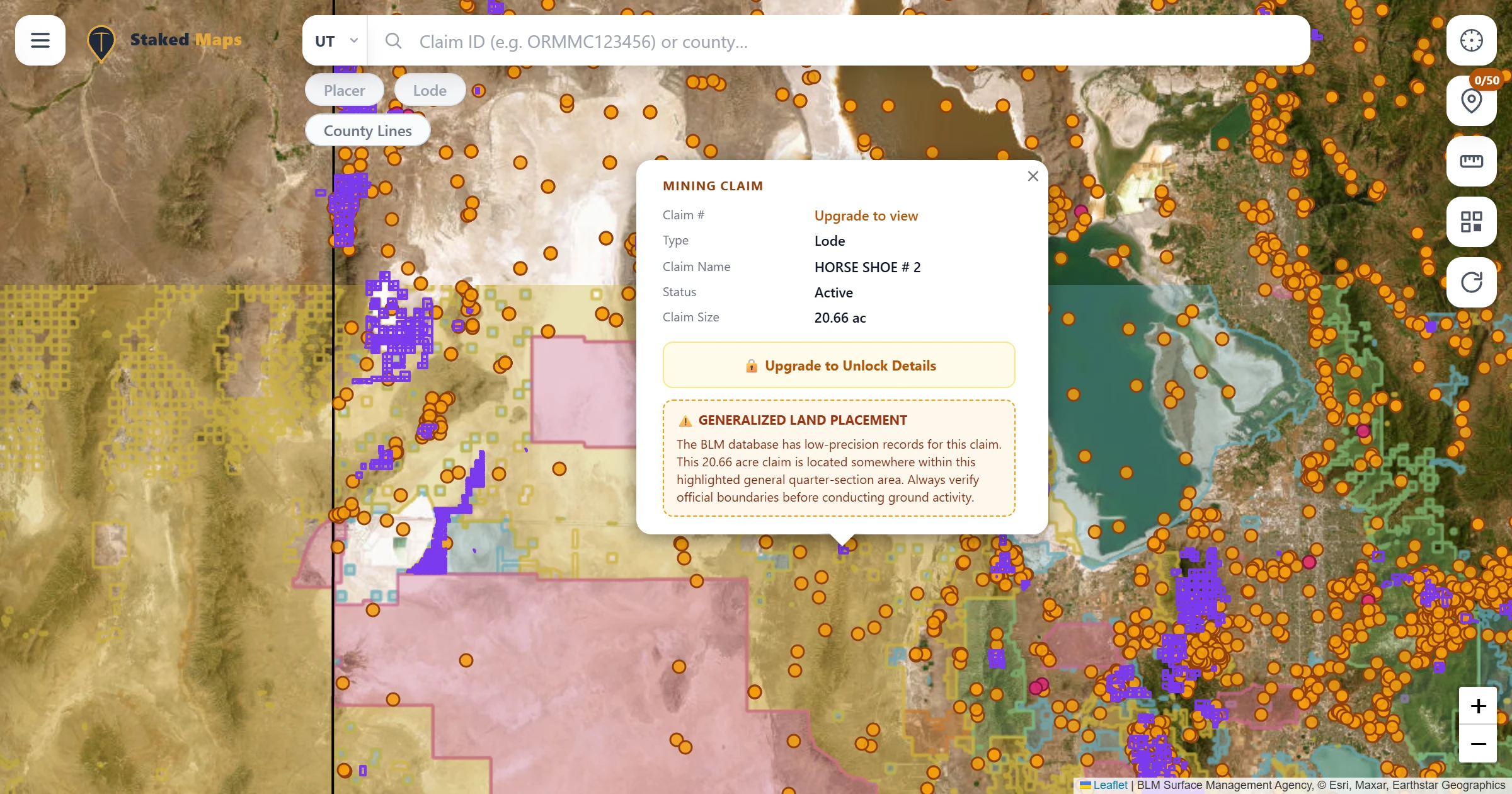 Tooele County, UT BLM mining claims & rockhounding interactive map.